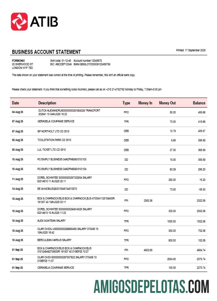 Imprimível Assaray (ATIB) extrato de conta da empresa modelo Word e PDF (1)